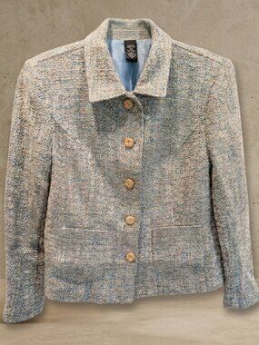 Monterey Bay Blue Textured Button Front Jacket
